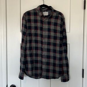 Denim & Flower Plaid Thin Flannel Size M